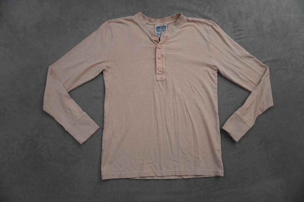 Jungmaven Shirt Mens XS Pink Long Sleeve Henley Hemp Cotton Made USA Casual Tee